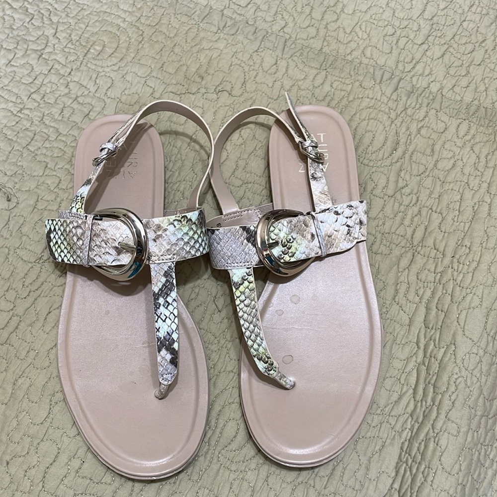 Natural snake, print, toe, thong sandals